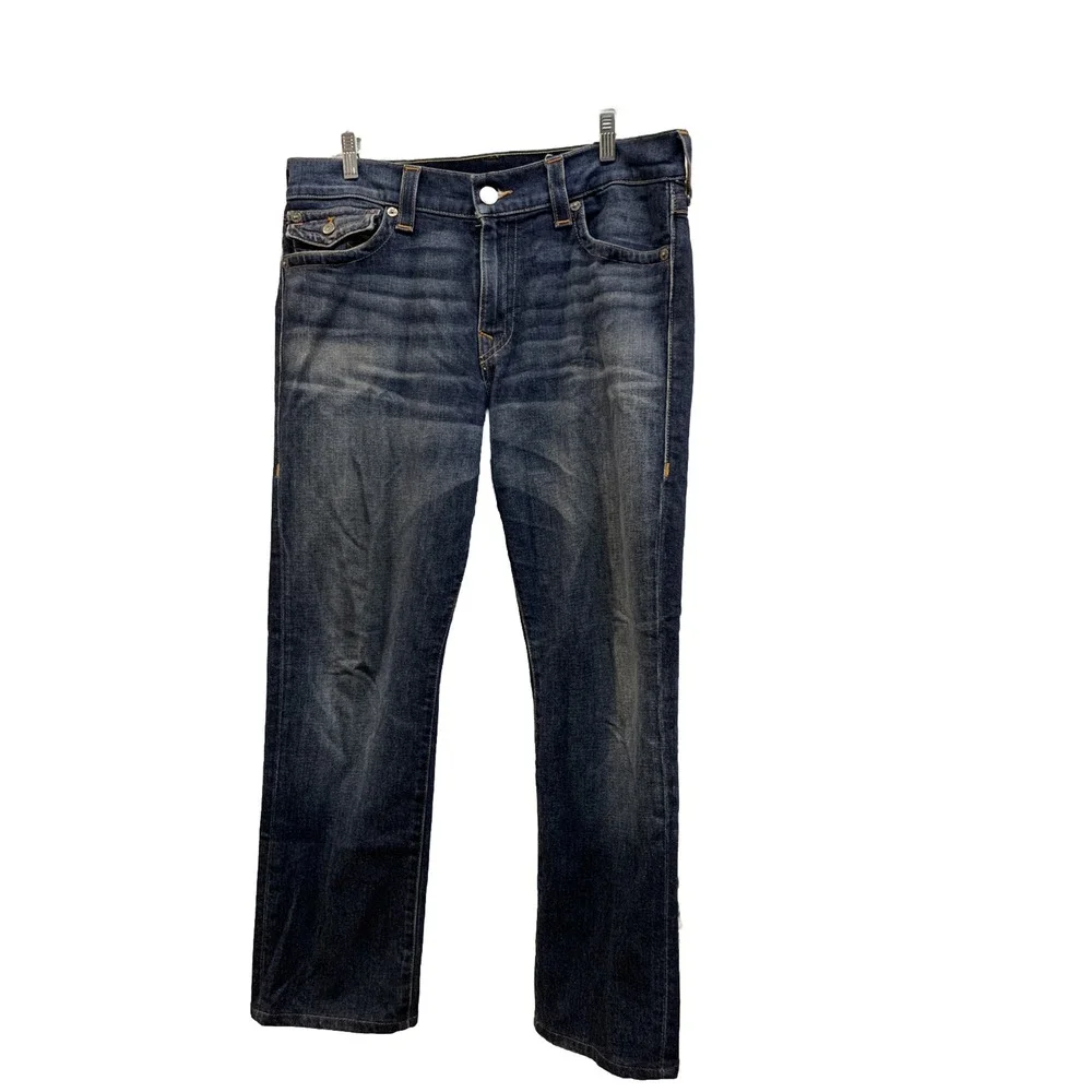 True Religion Mens Jeans Geno Relaxed Slim Blue 34 x 28 (Measured) - Read Note